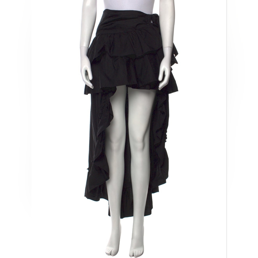 Sandro Ruffled High/Low Black Skirt